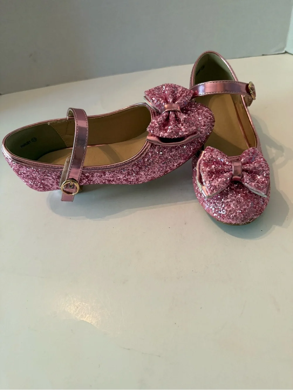 Pandaninjia Ruby Glitter Bow Mary Jane Pump Heels Little Girls 13 NEW